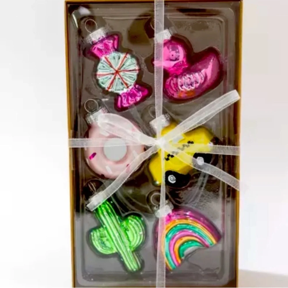 3 for $15 SALE Target Bullseye Set of 6 Mini Glass Holiday Ornaments, New in Box